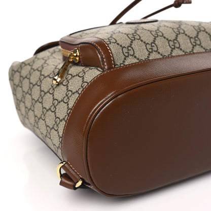 Gucci GG Supreme Monogram Azalea Calfskin Retro Interlocking G Buckle Backpack Beige Ebony Brown Sugar 9 of 10
