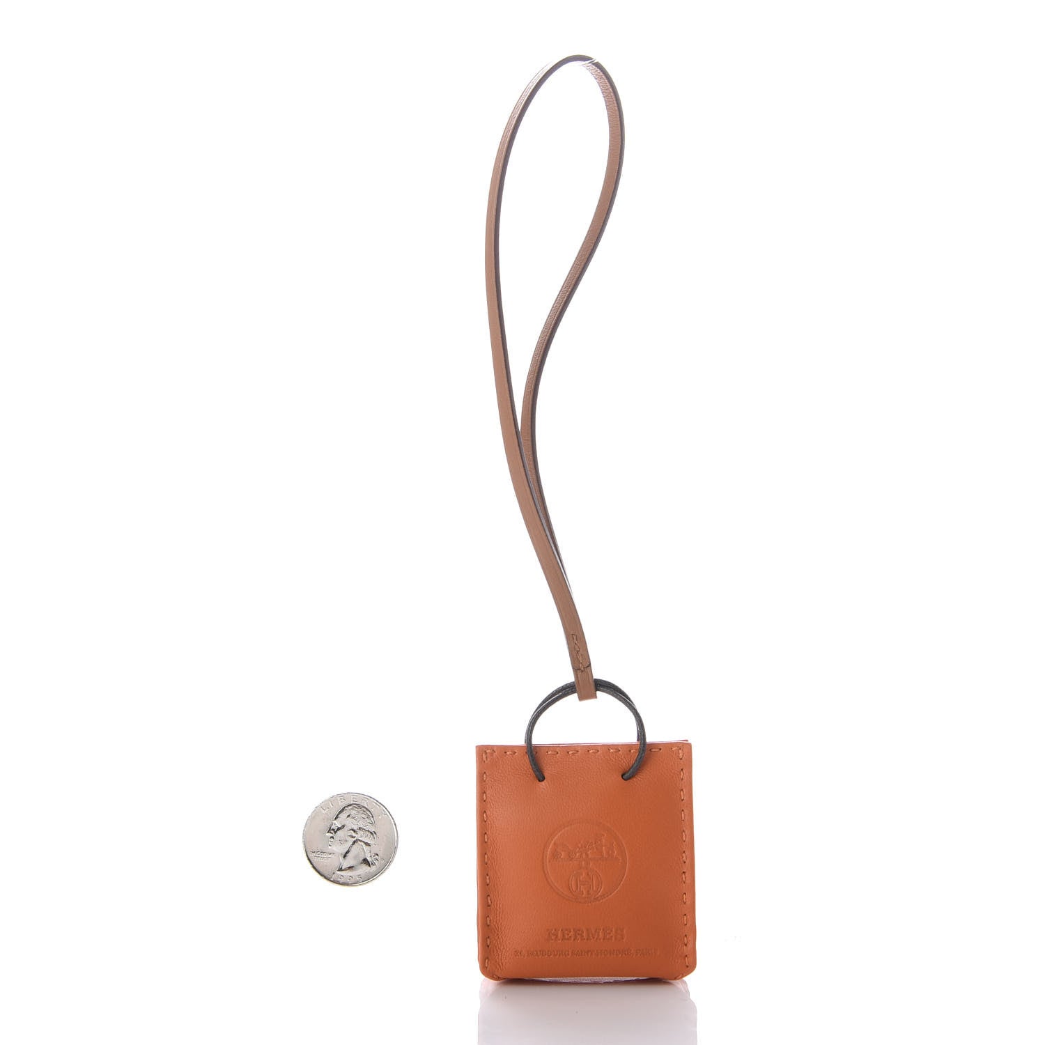Hermes Milo Lambskin Swift Shopping Bag Charm Feu Gold 2 of 5