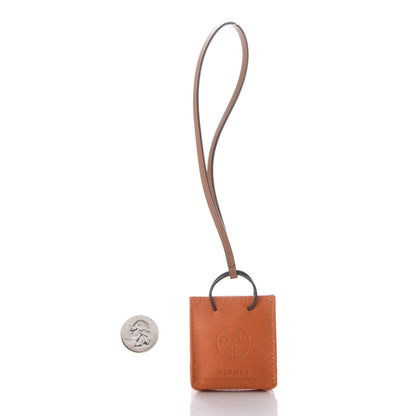 Hermes Milo Lambskin Swift Shopping Bag Charm Feu Gold 2 of 5