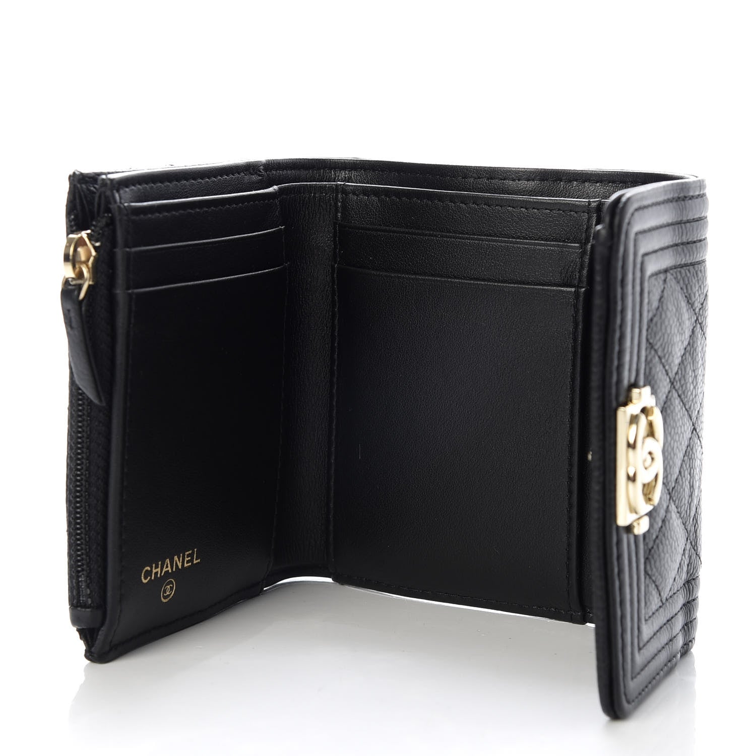 Chanel Caviar Quilted Compact Boy Wallet Black 5 of 8