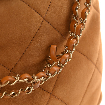Chanel Suede Shearling Quilted Small Chanel 22 Brown White 12 of 14