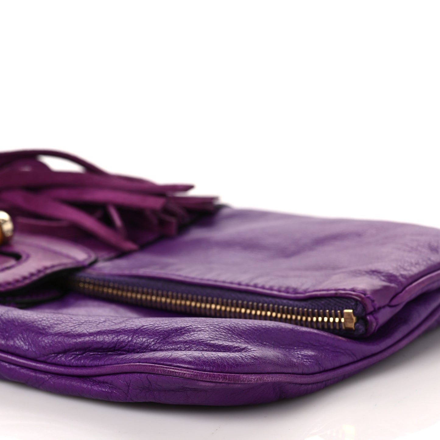 Calfskin Lucy Folded Clutch Purple