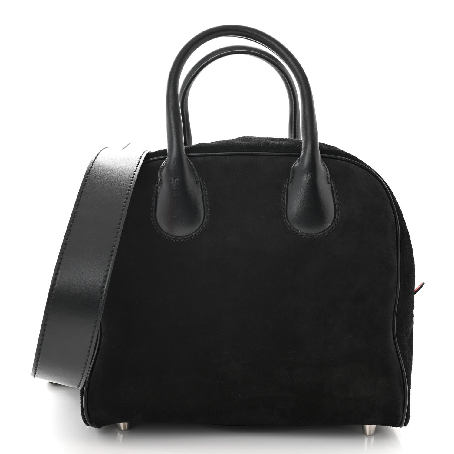 Christian Louboutin Suede Calfskin Small Marie Jane Top Handle Black 1 of 10