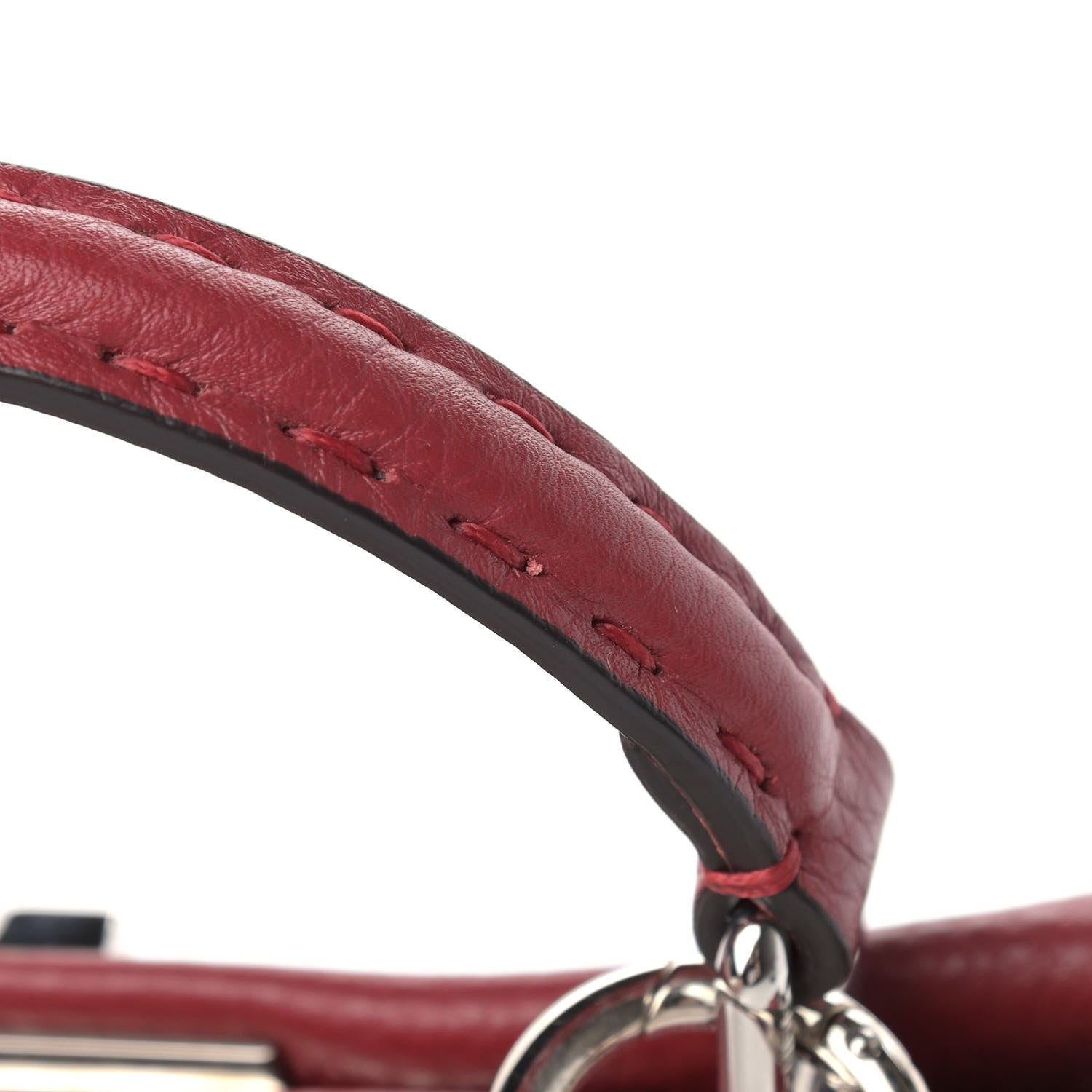 Fendi Cuoio Romano Selleria Bi-Color Mini Peekaboo Iconic Satchel Rosso Camelia 11 of 11