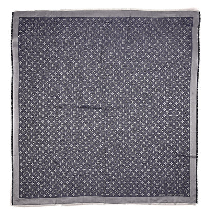 Louis Vuitton Wool Silk Monogram Denim Shawl Blue 1 of 4