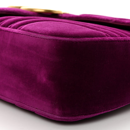 Gucci Velvet Matelasse Medium GG Marmont Shoulder Bag Fuchsia Violet Cyclamen 10 of 10