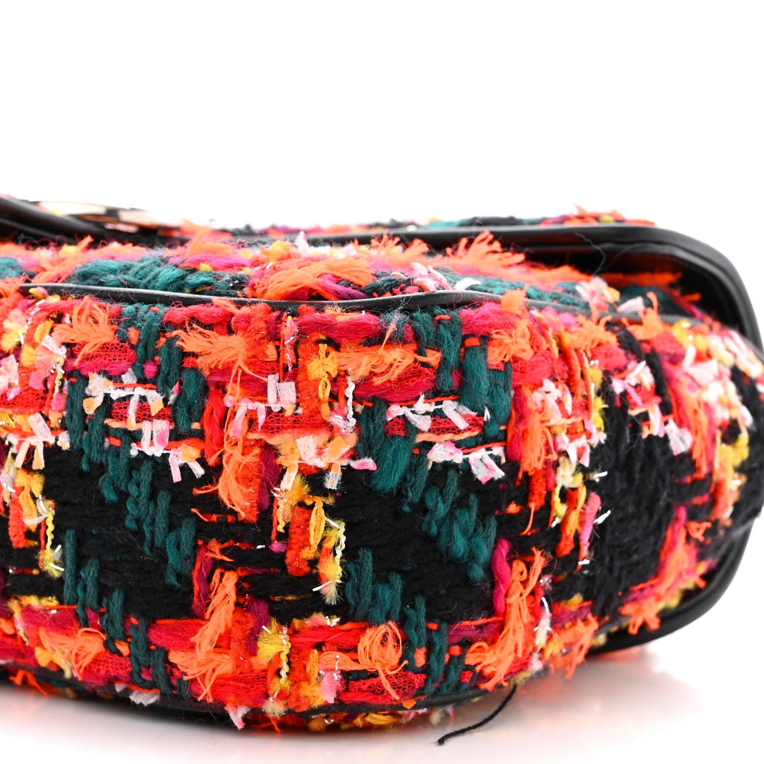 Gucci Tweed Check Poule Calfskin Small GG Marmont Shoulder Bag Pink Petroleum Multicolor Black 10 of 10