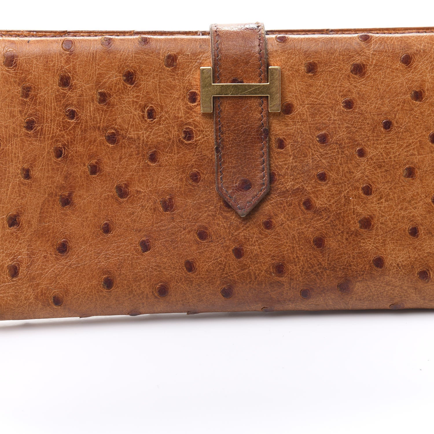 Hermes Ostrich Bearn Wallet Gold 12 of 15