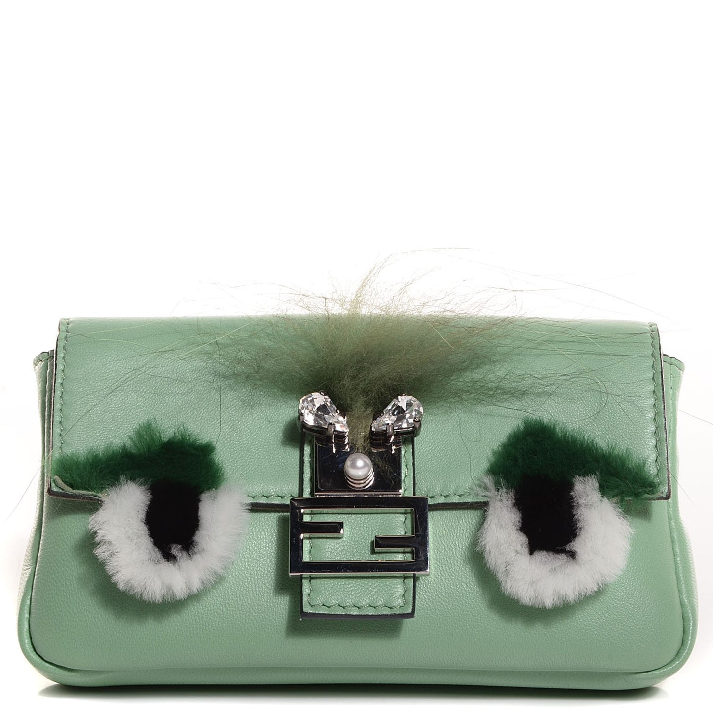 Nappa Rabbit Fox Fur Micro Buggie Baguette Verde Acqua