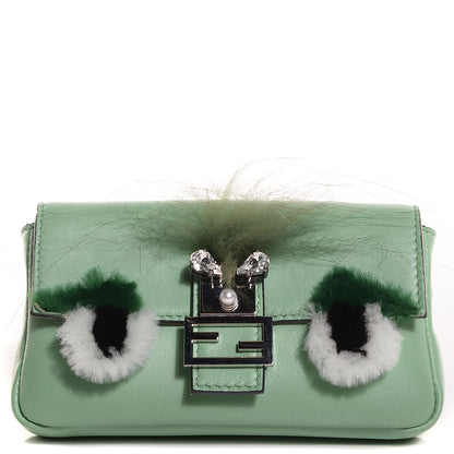 Fendi Nappa Rabbit Fox Fur Micro Buggie Baguette Verde Acqua 1 of 11