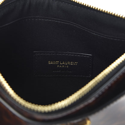 Saint Laurent Patent Tartarugato Monogram Bill Pouch Tortoise Brown 6 of 8