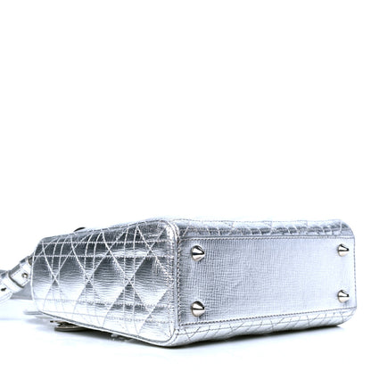 Christian Dior Metallic Grained Calfskin Cannage Small Lucky Badges My Lady Dior Silver 4 of 6