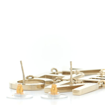 Chanel Metal Cha-Nel Logo Drop Earrings Gold 3 of 6
