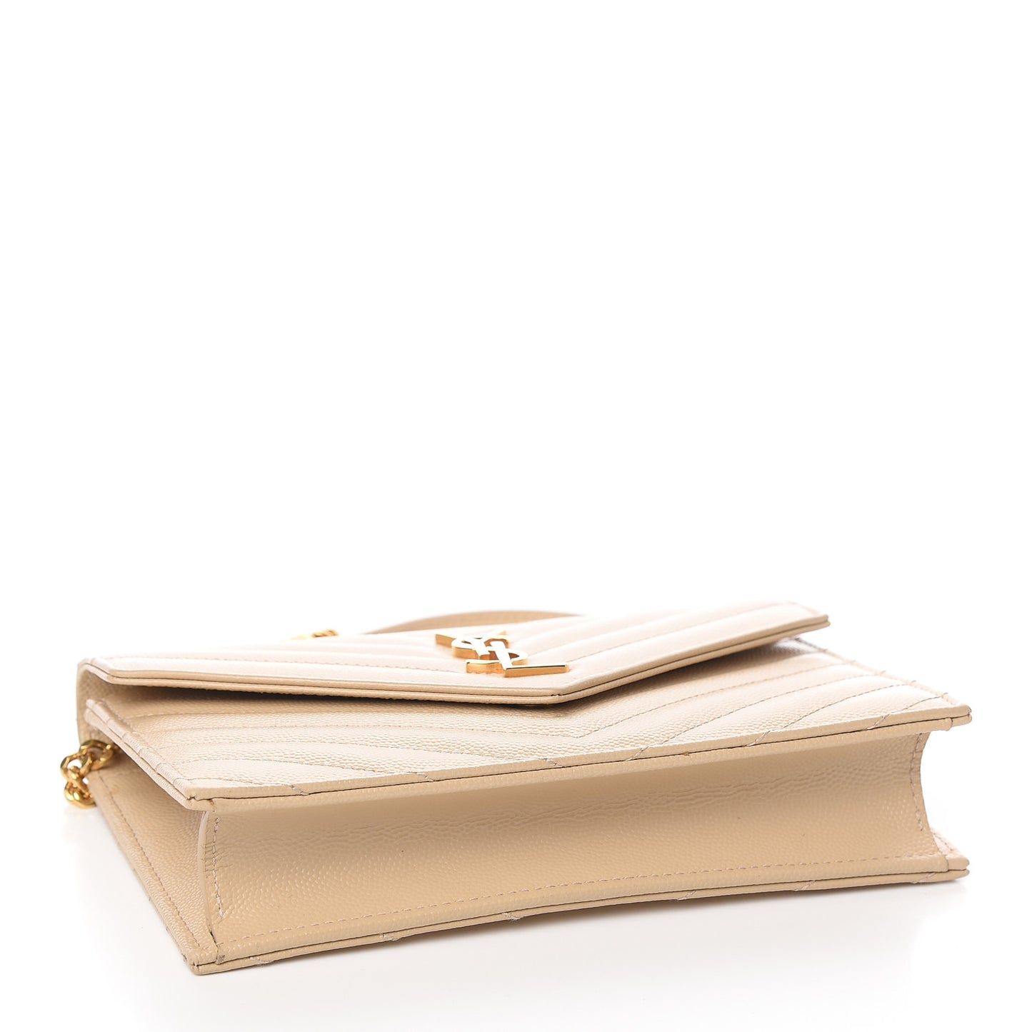 Grain De Poudre Matelasse Chevron Monogram Envelope Chain Wallet Nude Powder