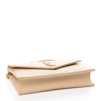 Saint Laurent Grain De Poudre Matelasse Chevron Monogram Envelope Chain Wallet Nude Powder 4 of 10