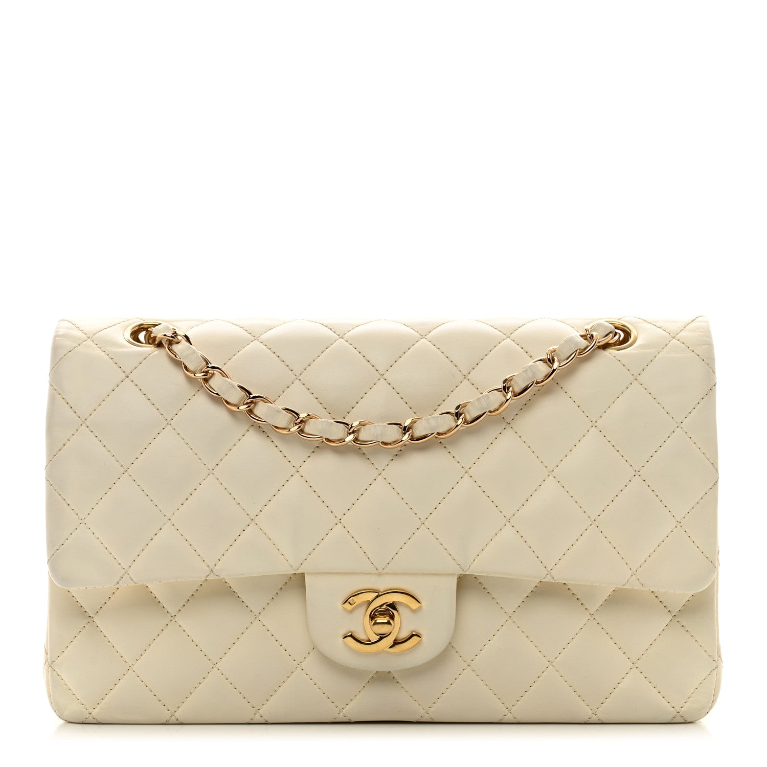 Chanel Lambskin Quilted Medium Double Flap White 1 of 14
