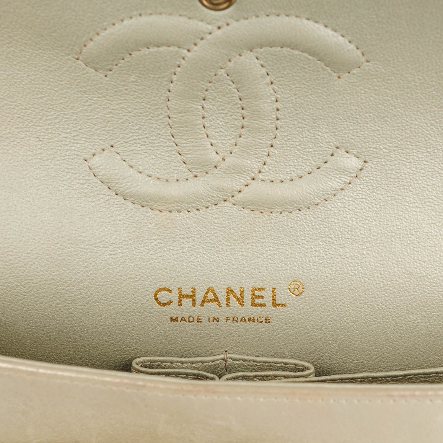 Chanel Iridescent Calfskin Quilted Medium Double Flap Light Gold 7 of 10