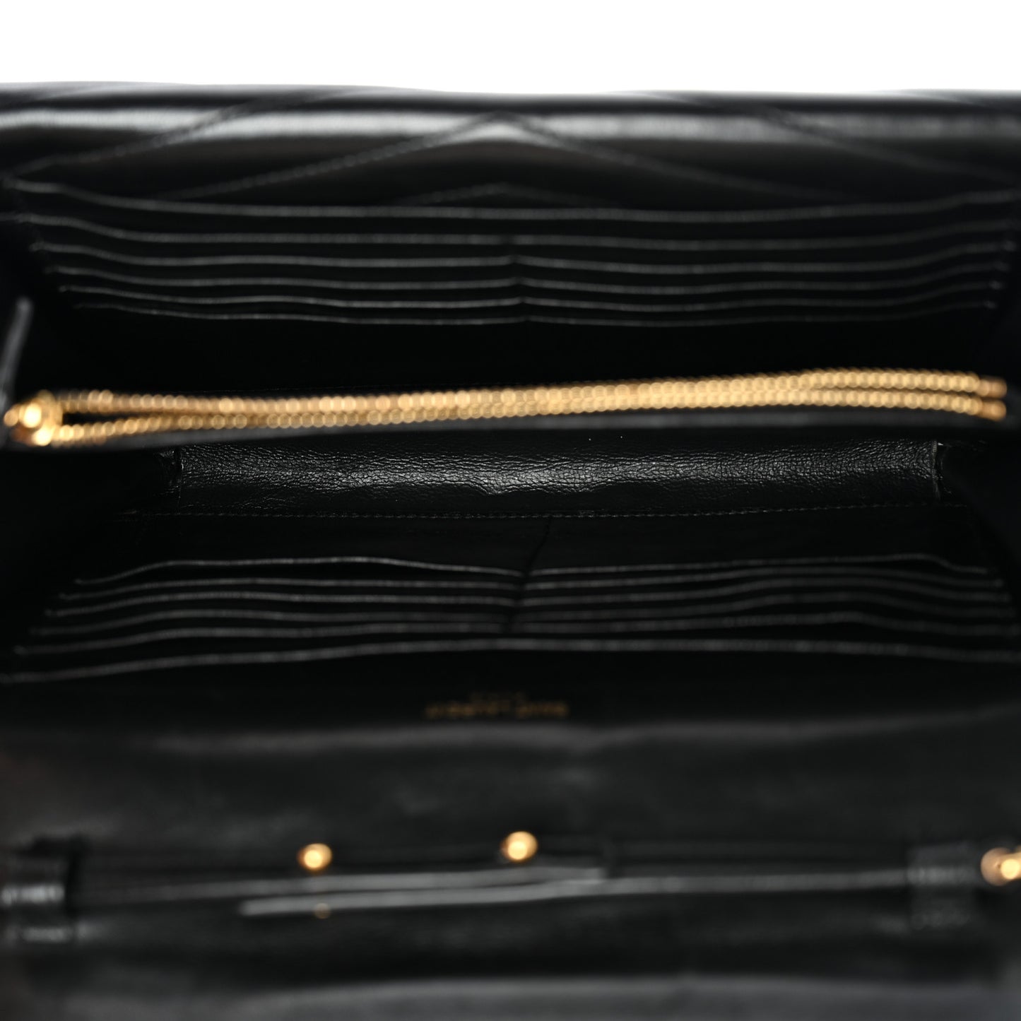 Lambskin Matelasse Chevron Monogram Sulpice Chain Wallet Black
