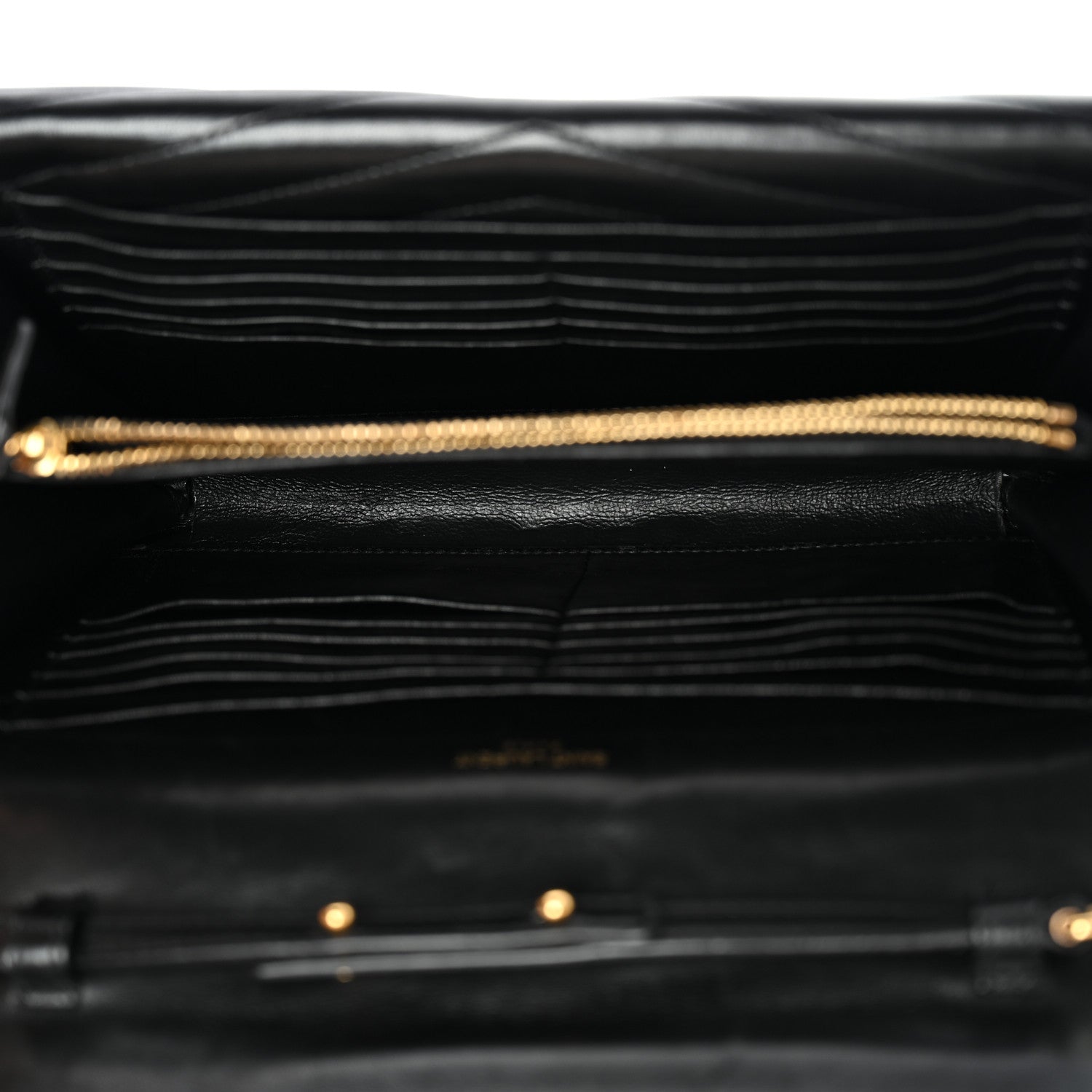 Saint Laurent Lambskin Matelasse Chevron Monogram Sulpice Chain Wallet Black 4 of 13