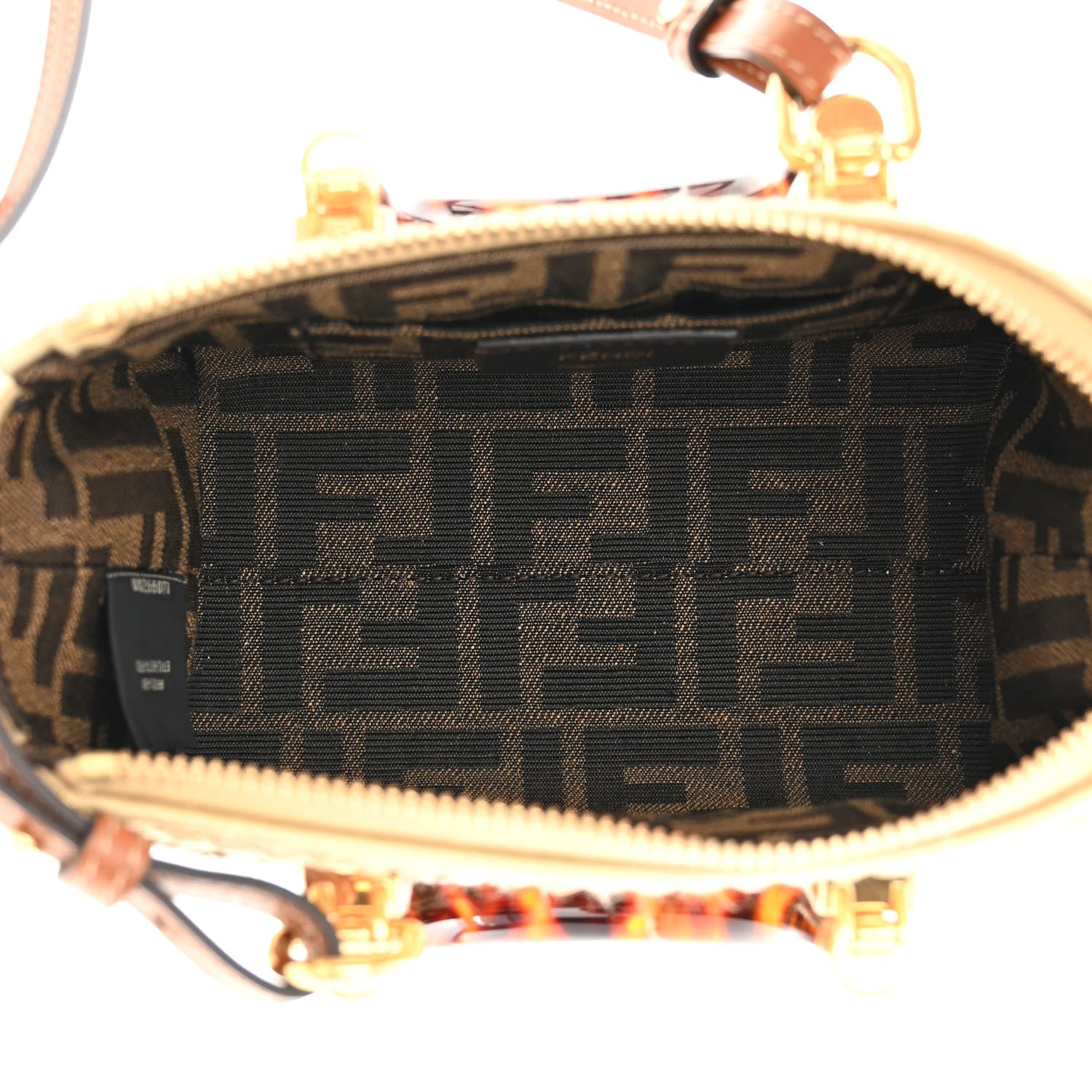 Fendi Paglia Chicco Riso Vitello King Plexiglass Logo Embroidered Mini By The Way Top Handle Boston Bag Alchemy Brandy 5 of 10