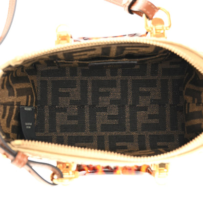 Fendi Paglia Chicco Riso Vitello King Plexiglass Logo Embroidered Mini By The Way Top Handle Boston Bag Alchemy Brandy 5 of 10