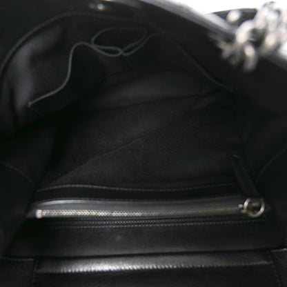 Chanel Metallic Goatskin Quilted Small City Rock Shopping Tote Black 5 of 10