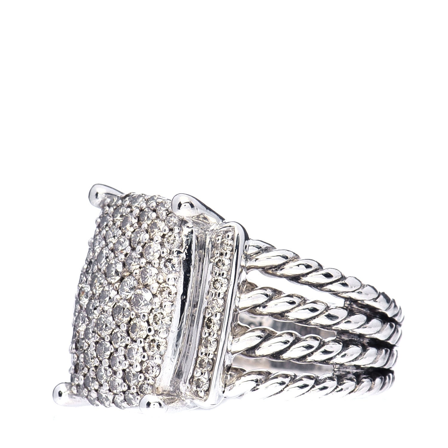 David Yurman Sterling Silver Diamond 16mm Wheaton Ring 52 6 4 of 6