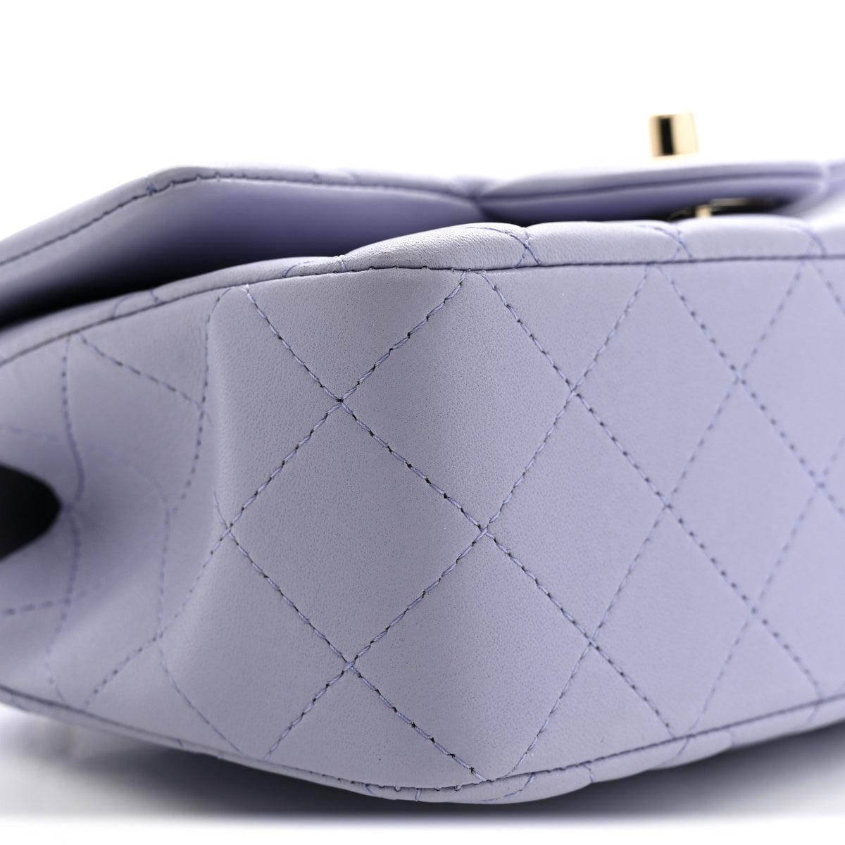 Lambskin Quilted Mini Top Handle Rectangular Flap Light Purple