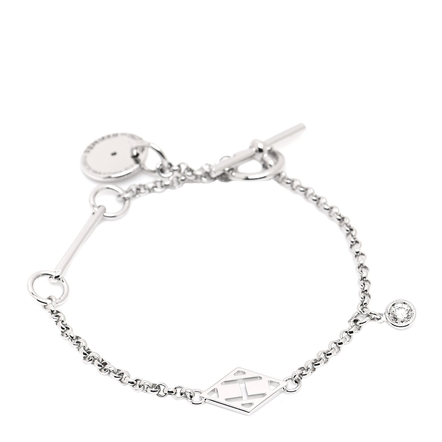 Hermes 18K White Gold Diamond Gambade Bracelet 1 of 5