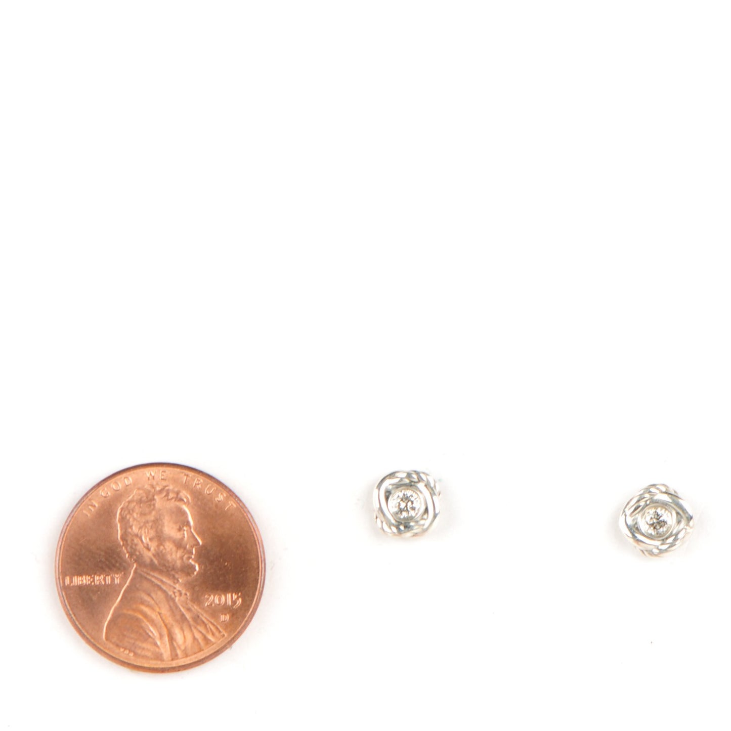 Sterling Silver Diamond 7mm Infinity Stud Earrings