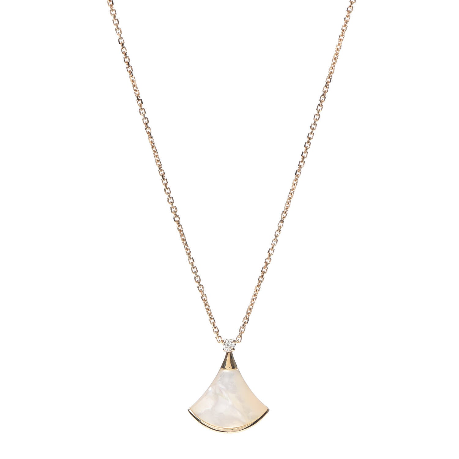 Bulgari 18K Rose Gold Diamond Mother of Pearl Small Divas' Dream Pendant Necklace 1 of 8