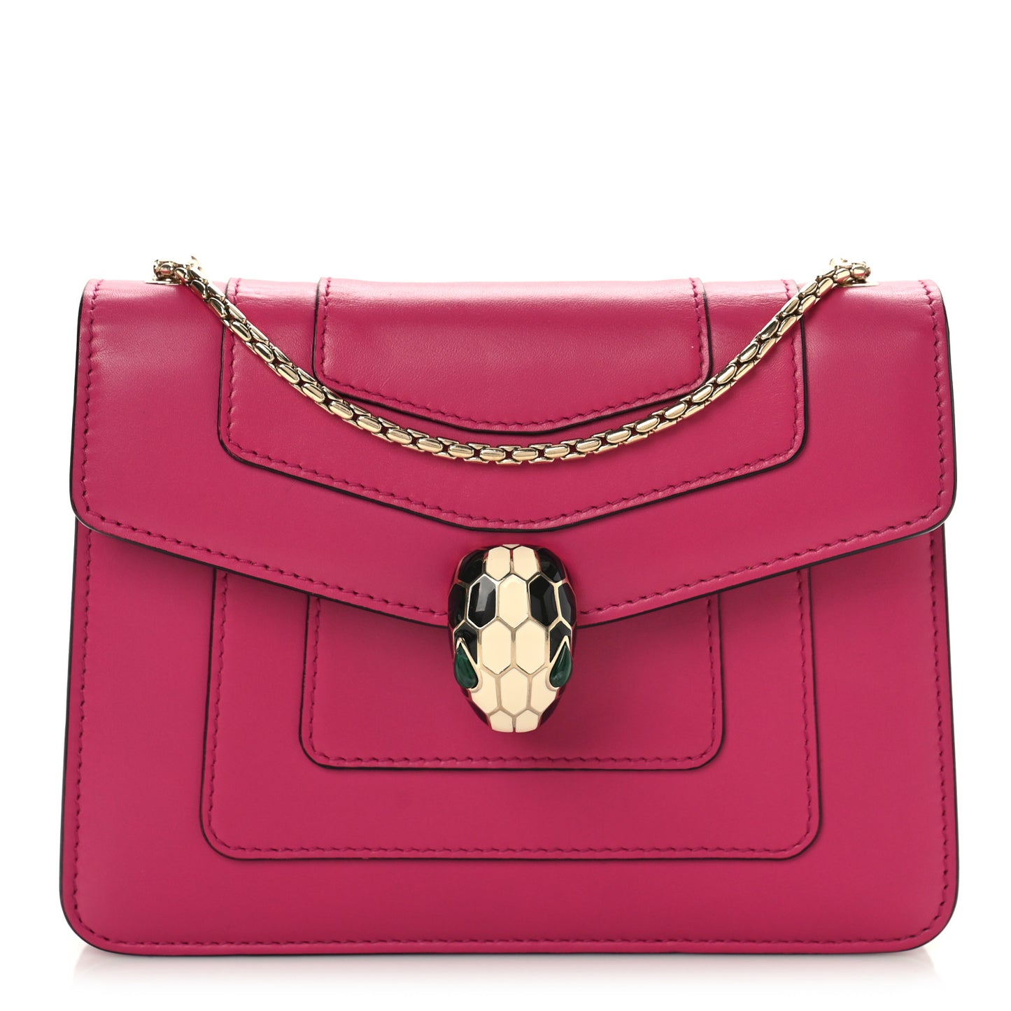 Calfskin Small Serpenti Forever Snake Strap Crossbody Bag Pink