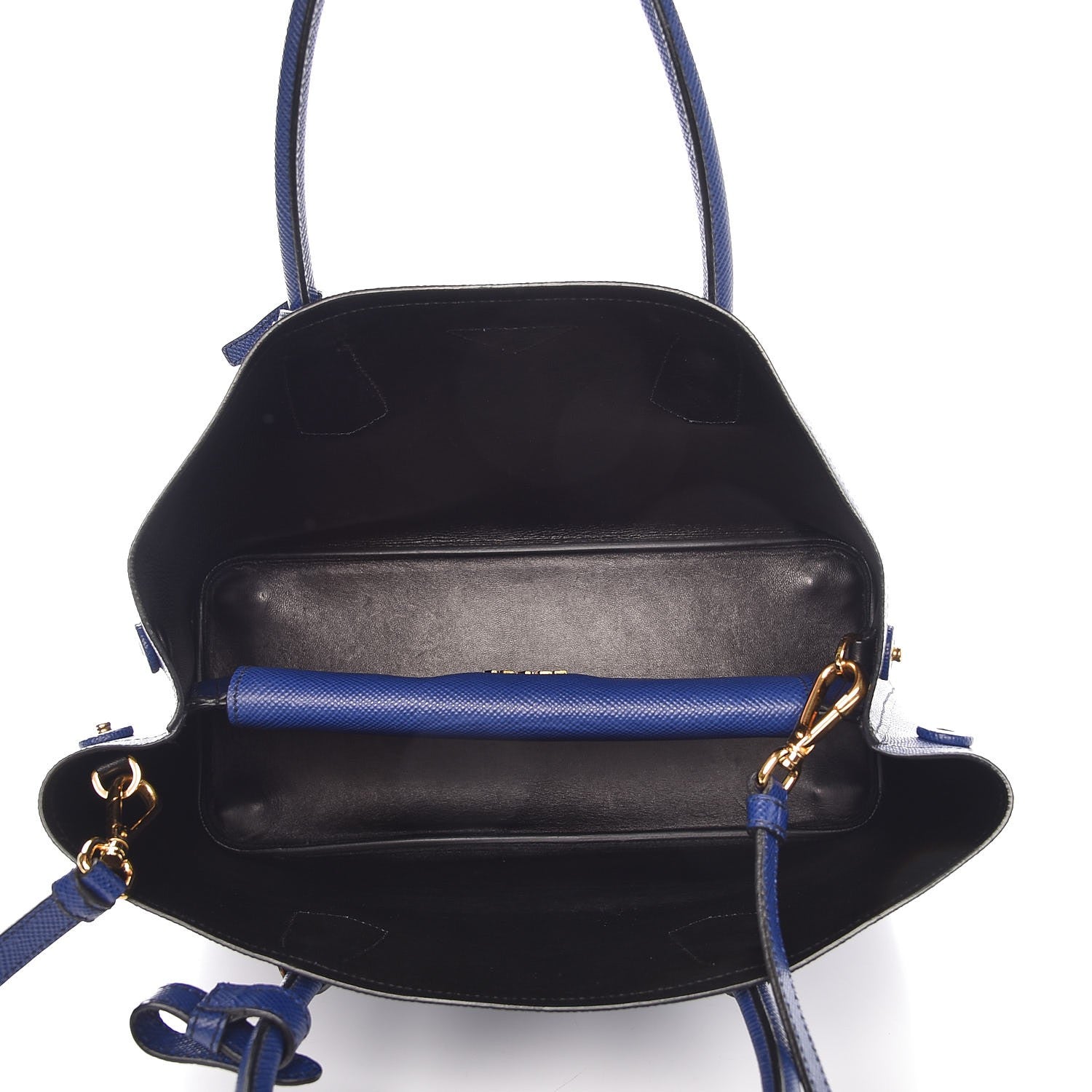 Prada Saffiano Cuir Medium Double Bag Bleuette 5 of 6