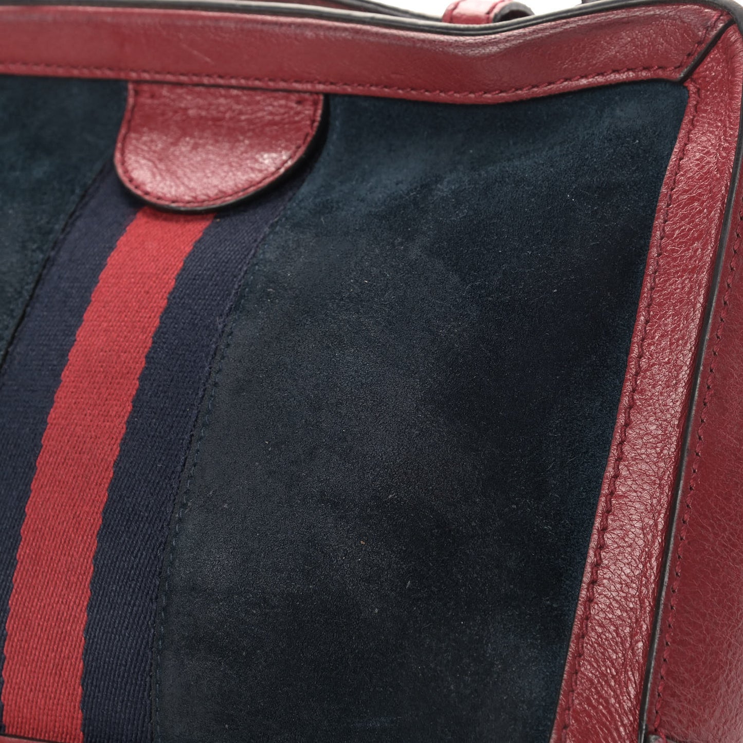 Suede Calfskin Web Small Ophidia Top Handle Shoulder Bag New Blue Romantic Cherry
