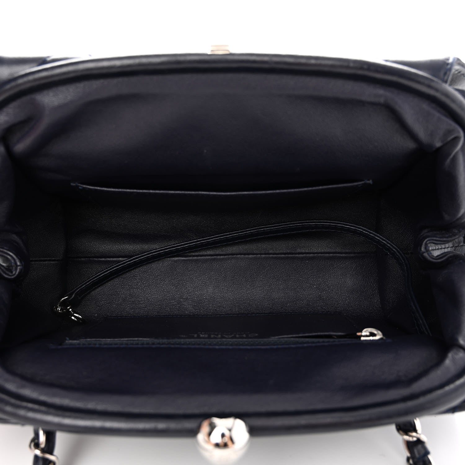 Chanel Calfskin Quilted Kisslock Frame Chain Bag Navy 5 of 12