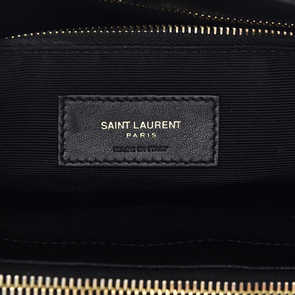 Saint Laurent Grain De Poudre Matelasse Chevron Monogram Shopping Bag Black 7 of 13