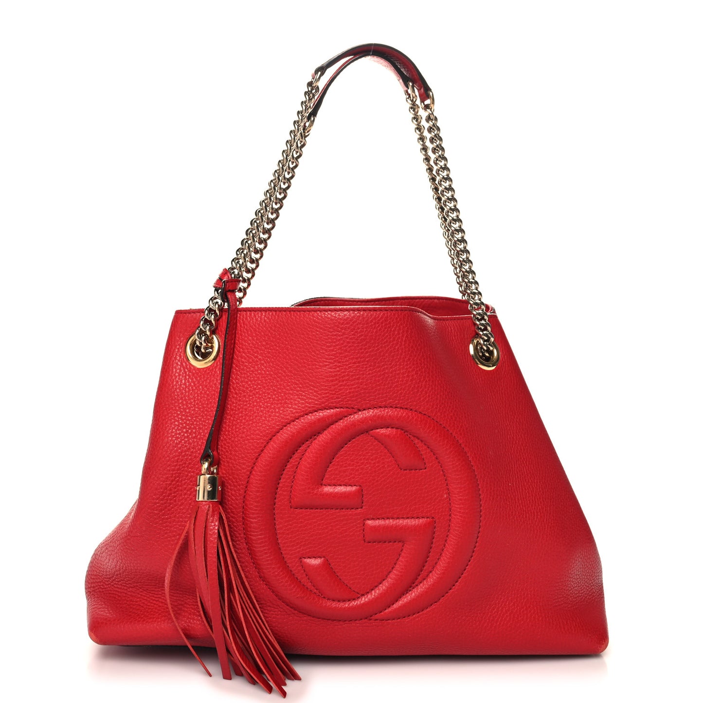 Pebbled Calfskin Medium Soho Chain Shoulder Bag Tabasco Red