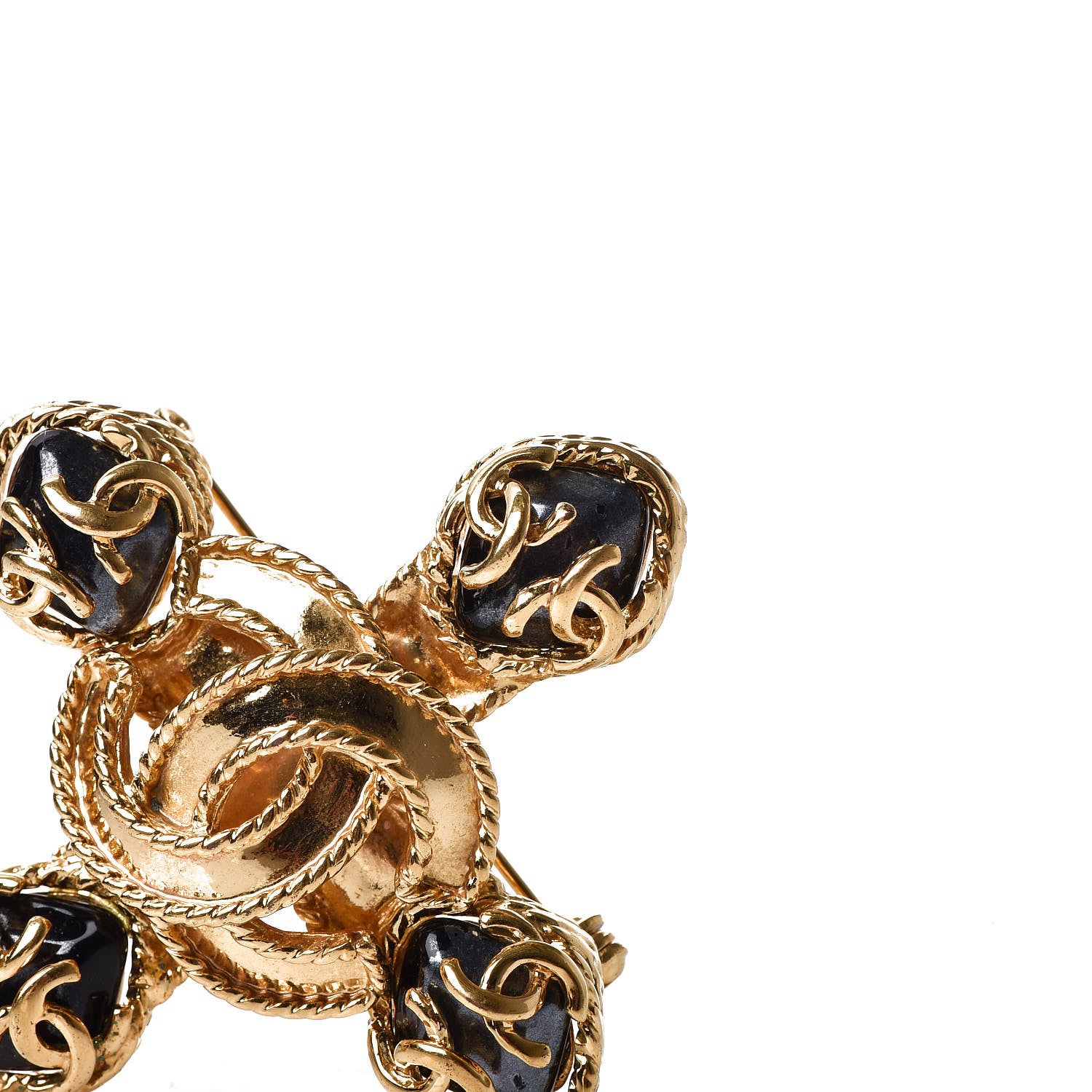 Chanel CC Brooch Black Gold 5 of 6