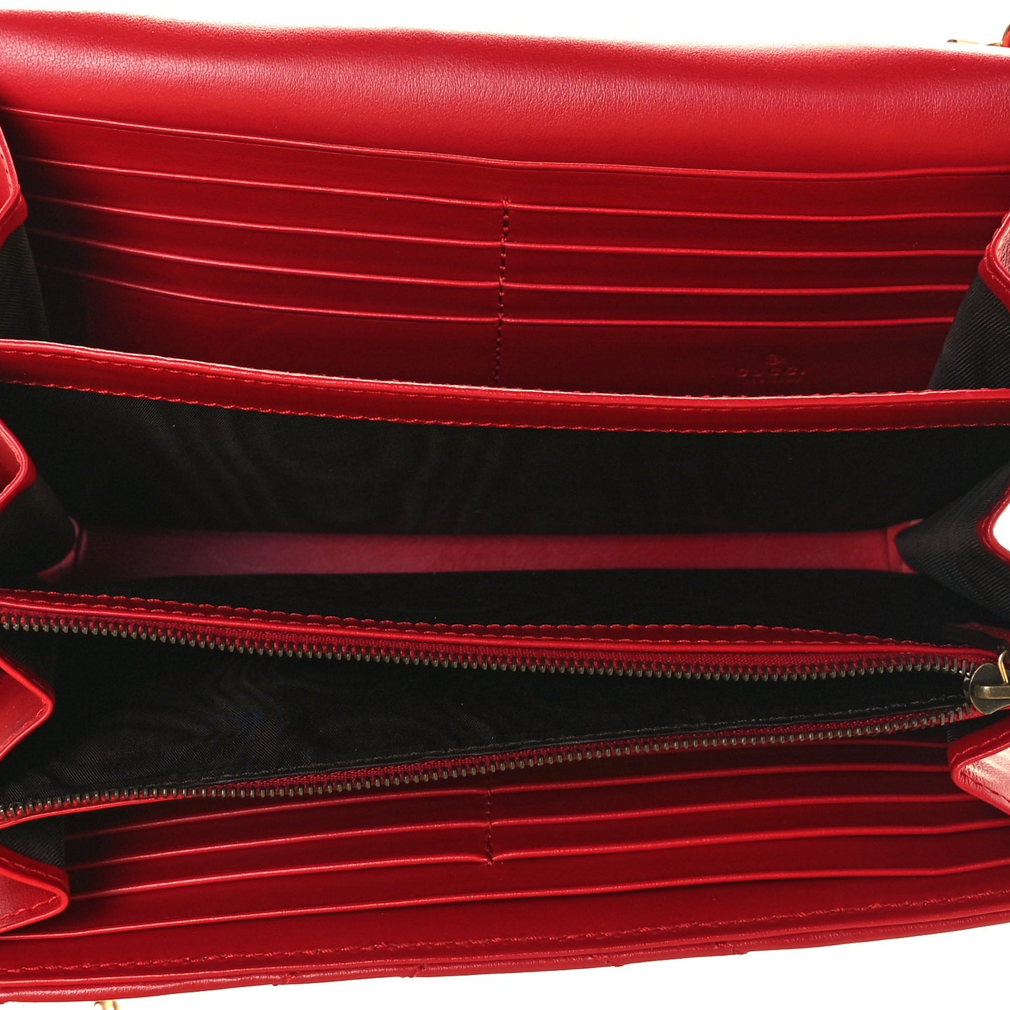 Calfskin Matelasse GG Marmont Chain Wallet Hibiscus Red