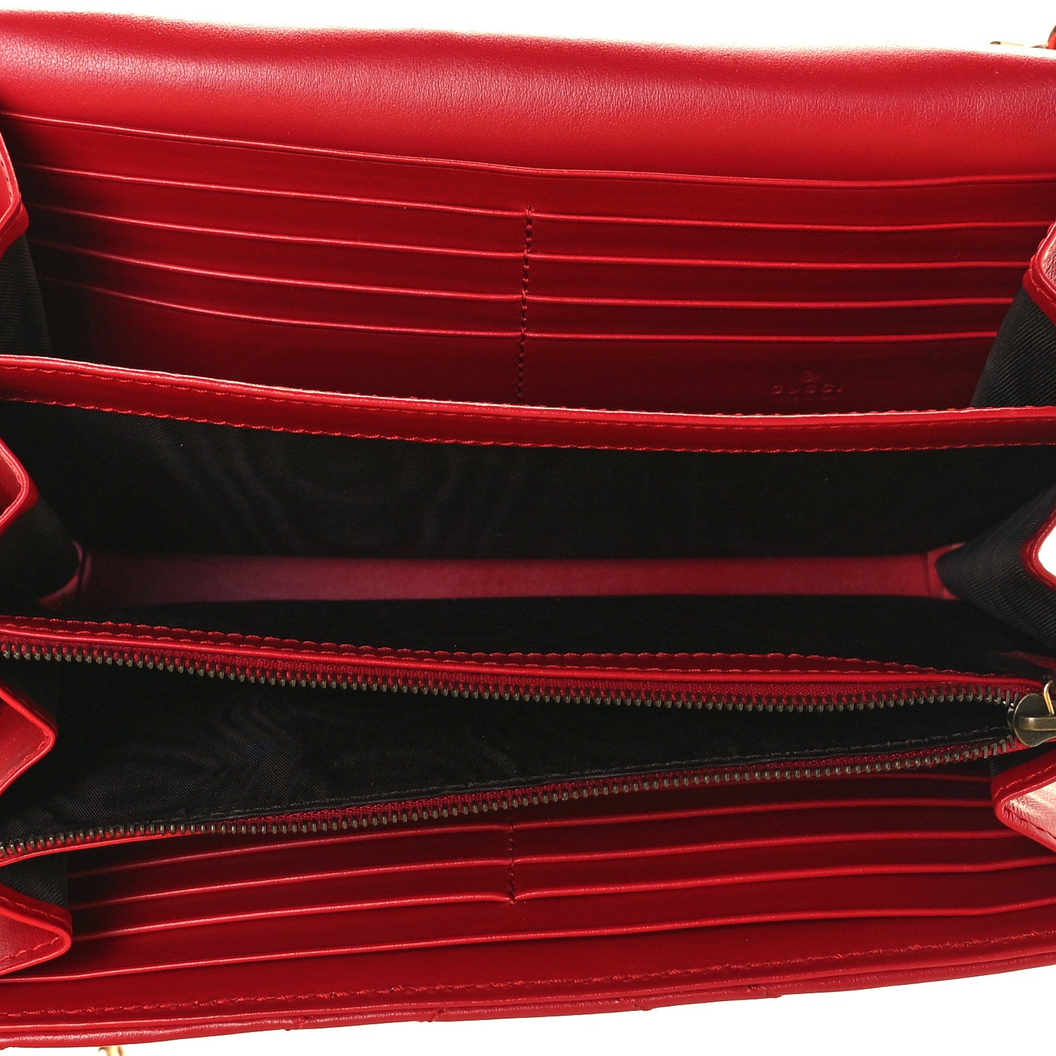 Gucci Calfskin Matelasse GG Marmont Chain Wallet Hibiscus Red 5 of 8