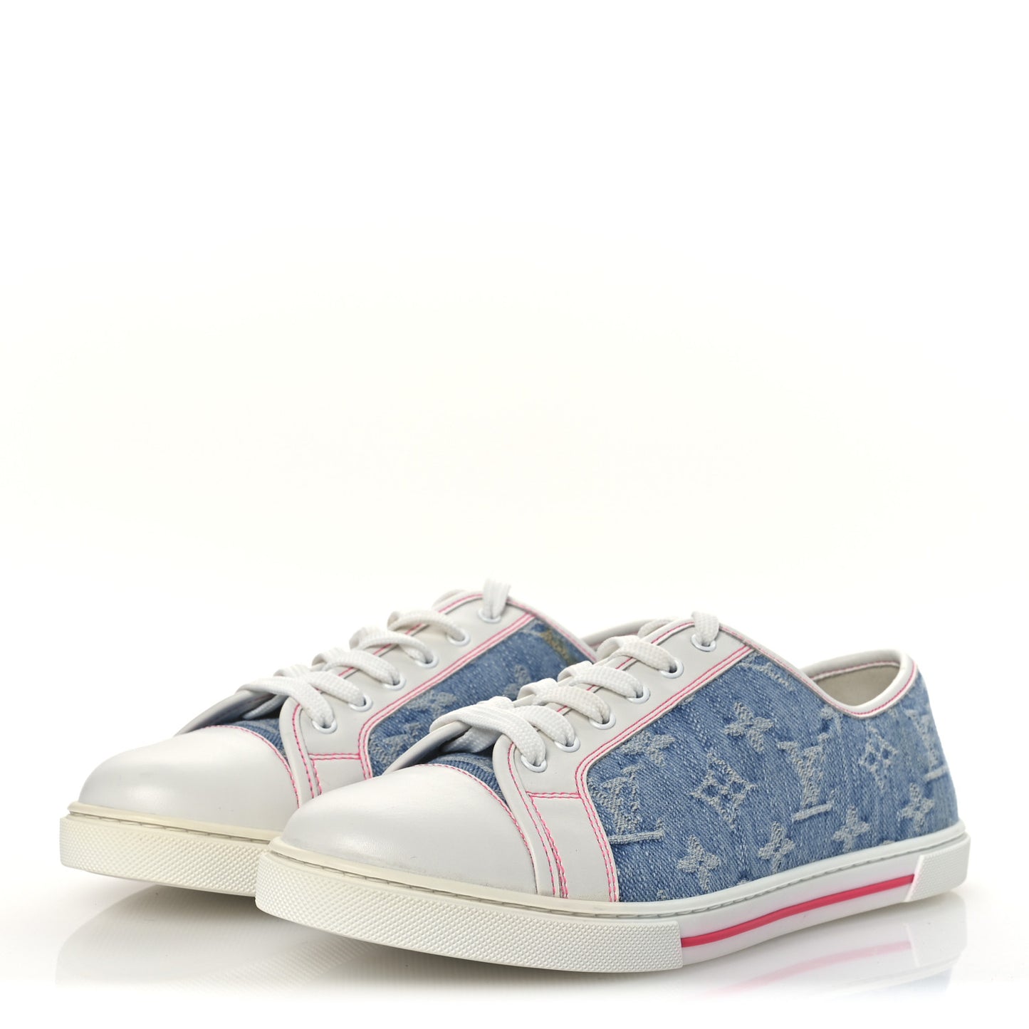Monogram Denim Punchy Low Top Sneakers 37 Blue White
