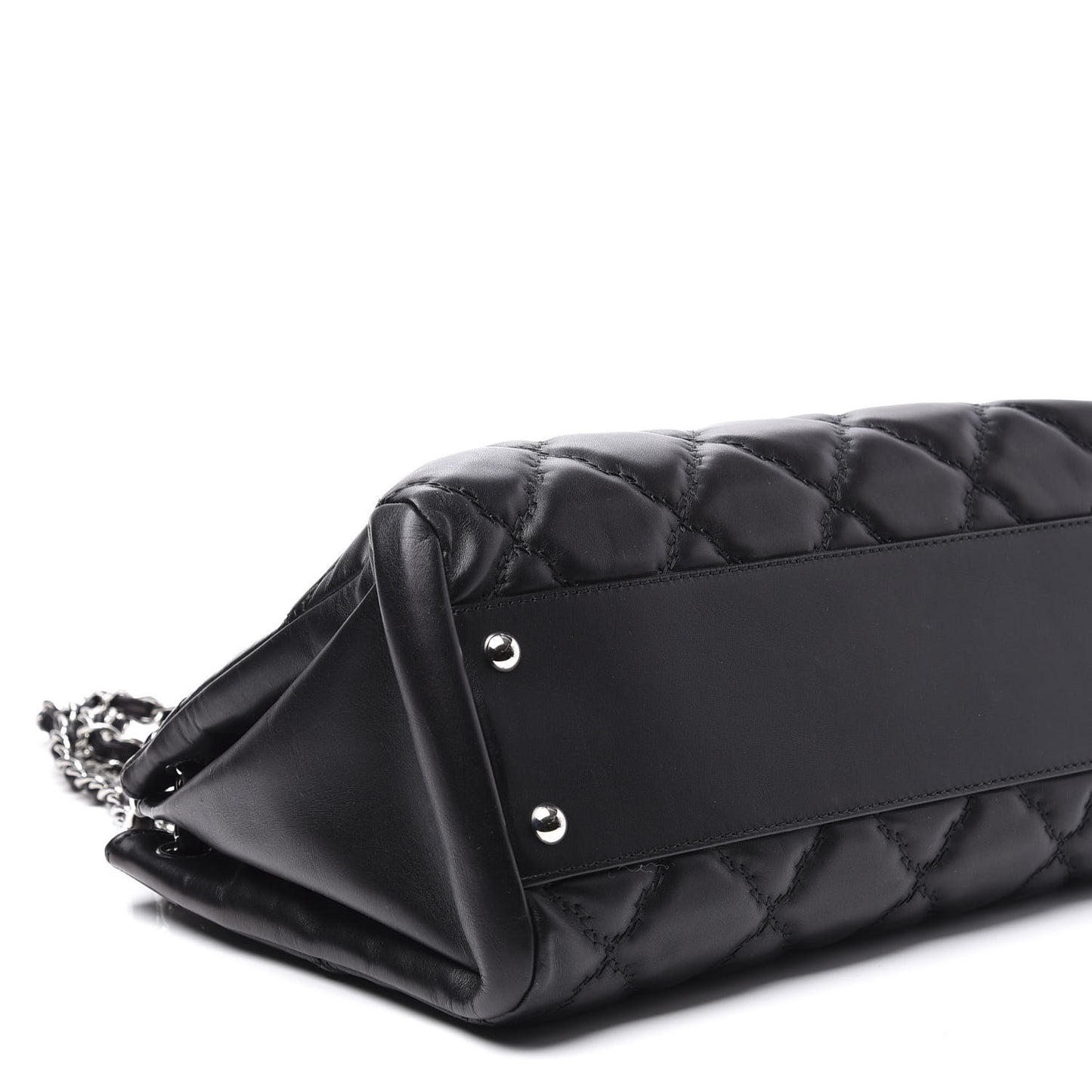 Calfskin Double Stitch Large Hamptons Flap Bag Black