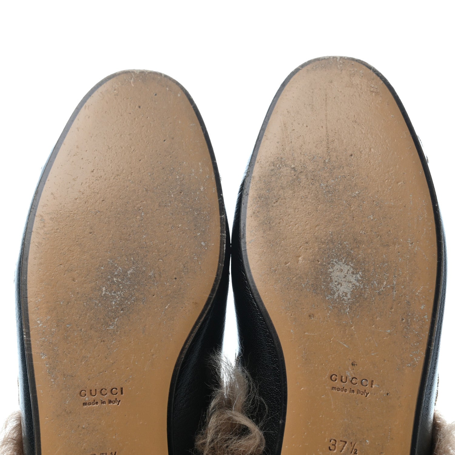 Gucci Goatskin Fur Bee Star Embroidered Womens Princetown Slippers 37.5 Black 8 of 9
