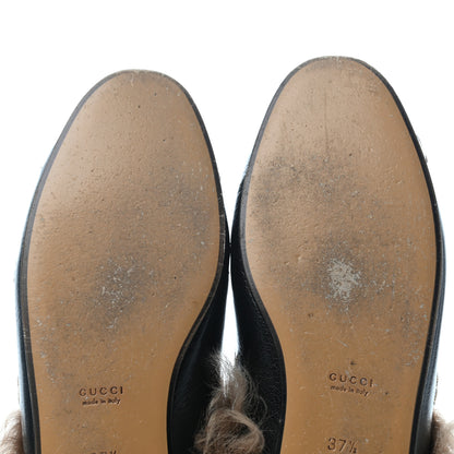 Gucci Goatskin Fur Bee Star Embroidered Womens Princetown Slippers 37.5 Black 8 of 9