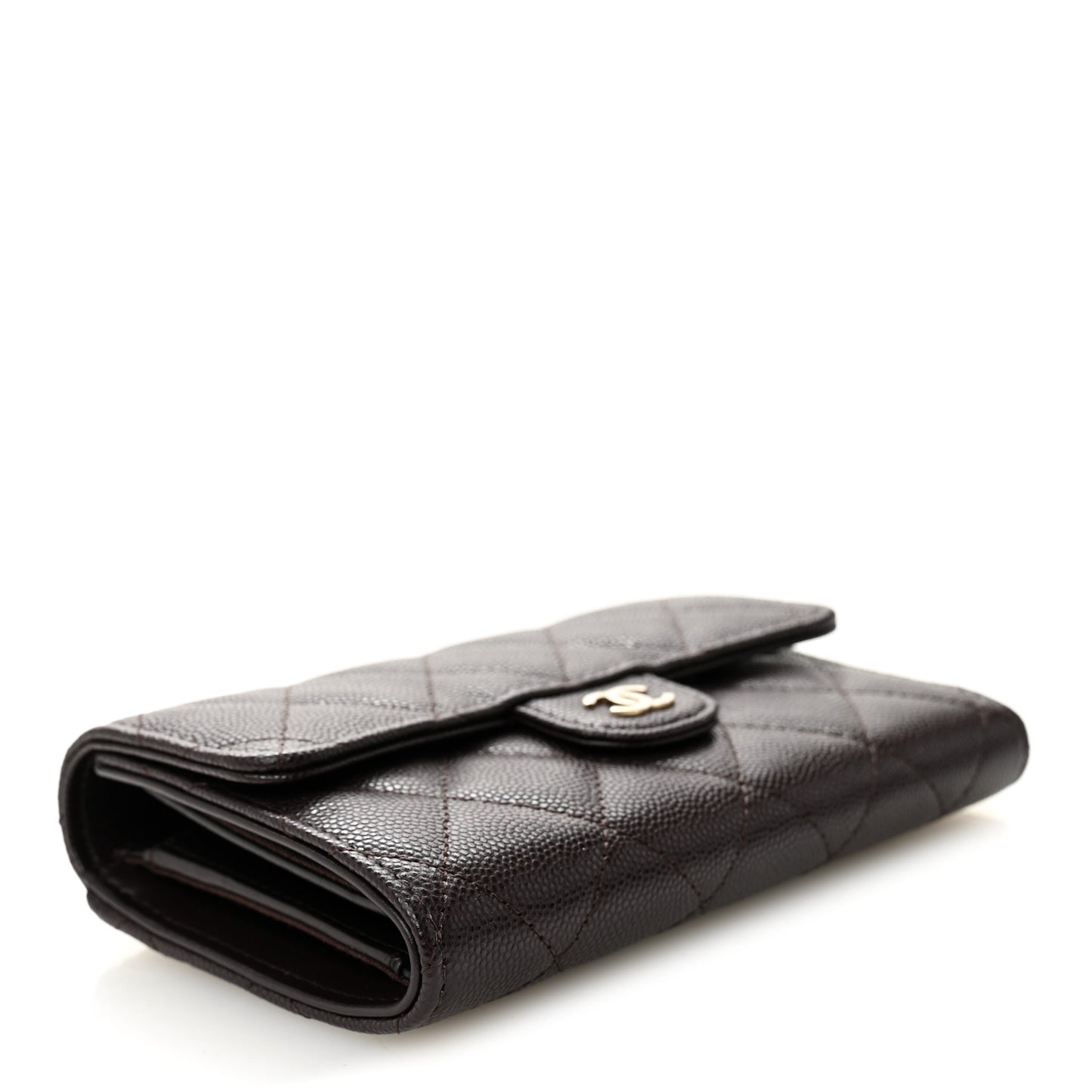 Caviar Quilted Medium Flap Wallet Dark Purple