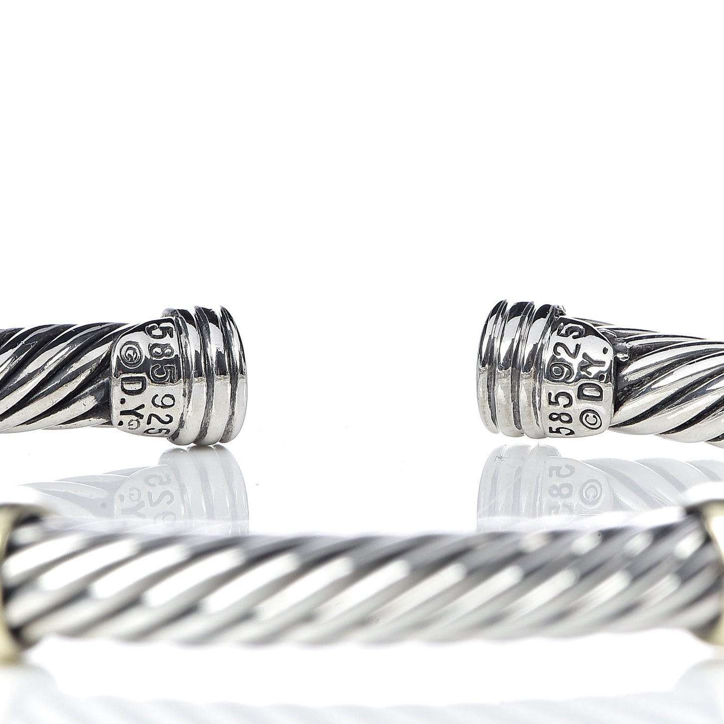 Sterling Silver 14K Yellow Gold 5mm Double Station Cable Classics Bracelet