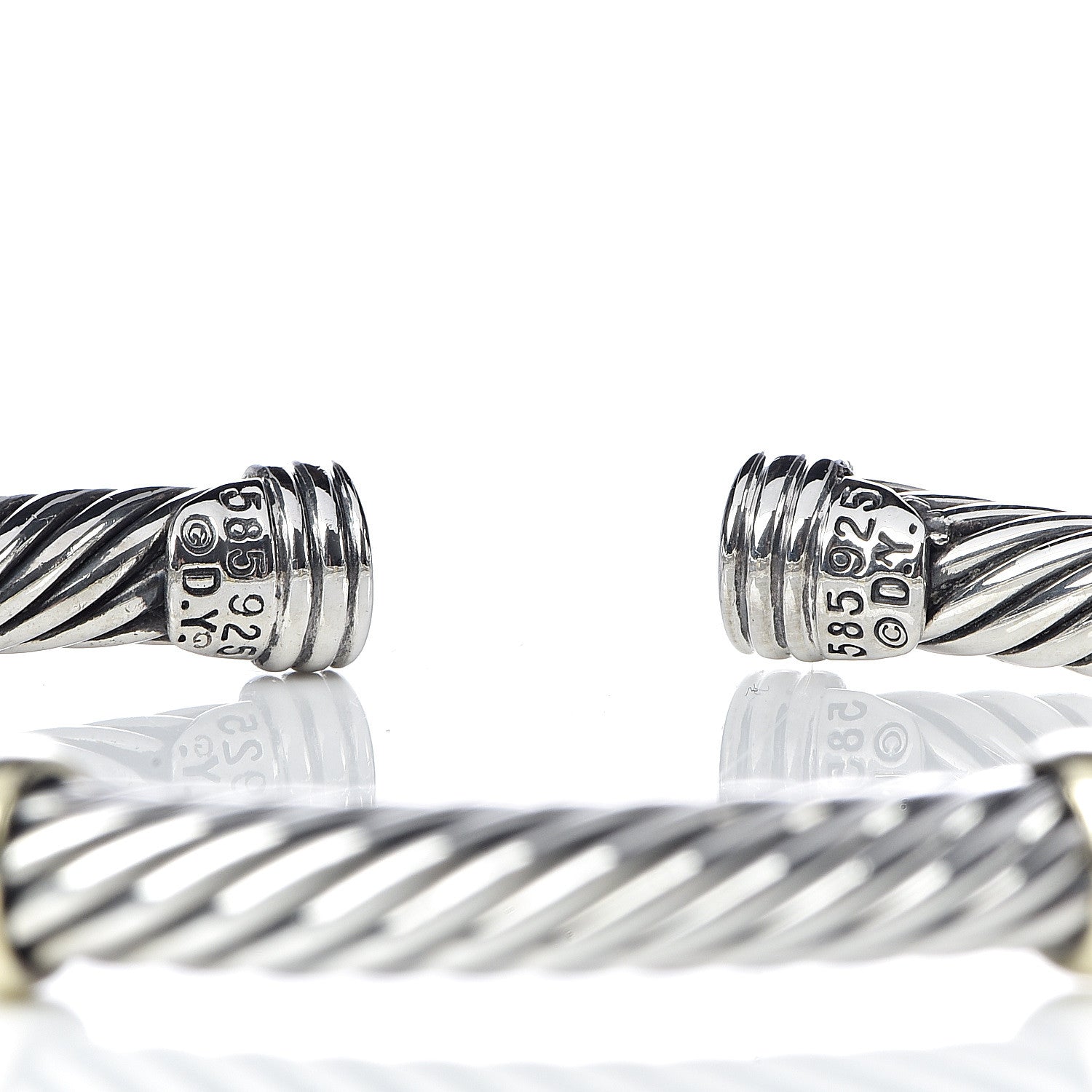 David Yurman Sterling Silver 14K Yellow Gold 5mm Double Station Cable Classics Bracelet 4 of 5