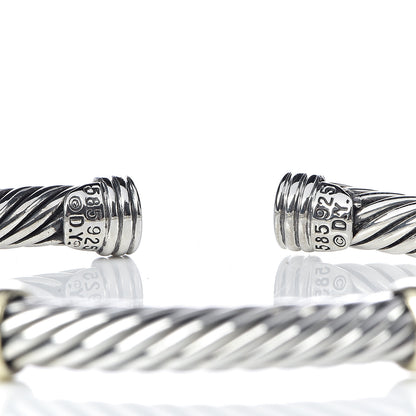 David Yurman Sterling Silver 14K Yellow Gold 5mm Double Station Cable Classics Bracelet 4 of 5