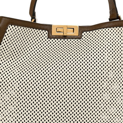 Fendi Vitello Liberty Glossy Lambskin Perforated Large Peekaboo X-Lite White Ice Rust Maya 7 of 10