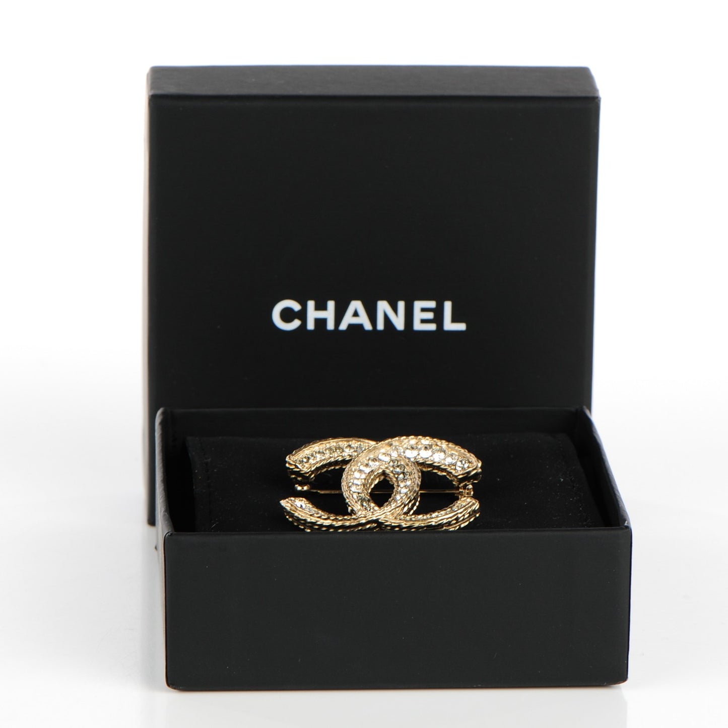 Crystal CC Brooch Light Gold